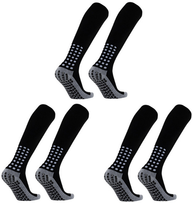 아웃도어랩 장목 논슬립 스포츠양말 축구 양말 스타킹, 3개, 블랙