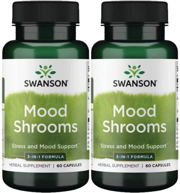 스완슨 잎새 영지 표고 혼합 버섯 Mood Shrooms, 2개, 60정 - 쿠팡