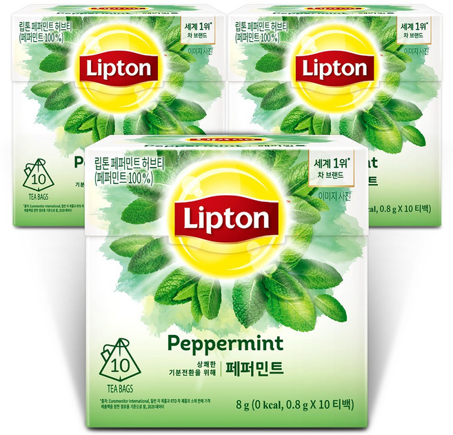 립톤 허브티 페퍼민트, 800mg, 10개입, 3개
