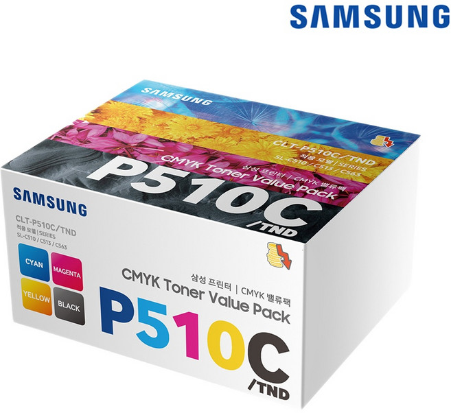 삼성 정품토너 4색세트 (무료배송) CLT-K510S검정 CLT-C510S파랑 CLT-M510S빨강 CLT-Y510S노랑 SL-C513 C510W C510 C513W, 1개, 검정파랑빨강노랑