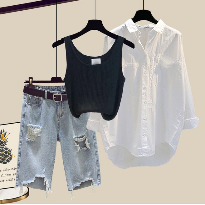 여성3종세트 / 나시 + 데님 반바지 + 셔츠 / 청바지 YRB8696 66