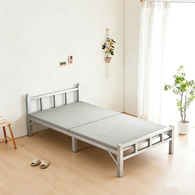 무설치 접이식 침대 휴대용 1인용 접이식 싱글침대, White