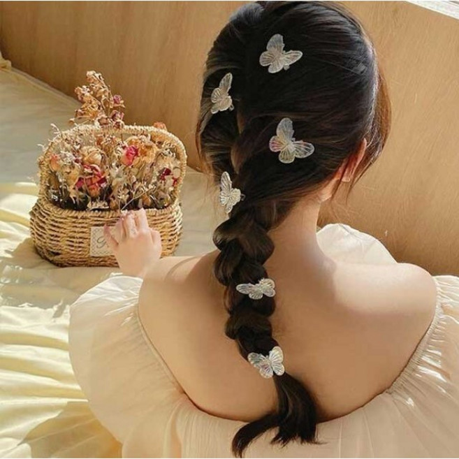 젤루나(5P) 오로라 투명 나비 헤어 미니 집게핀 H-129