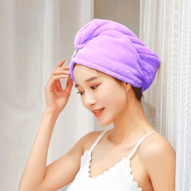 스탠다코 NEW 고급형 머리 빨리 말리는 수건 드라이 헤어타올, 1개, 퍼플+퍼플