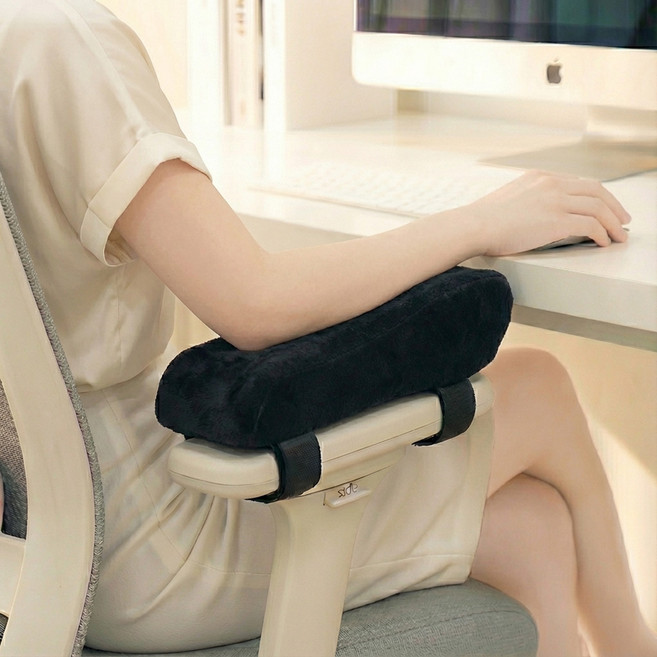 [메모리폼] 1+1 초초템 의자 팔걸이 쿠션 팔받침, 블랙