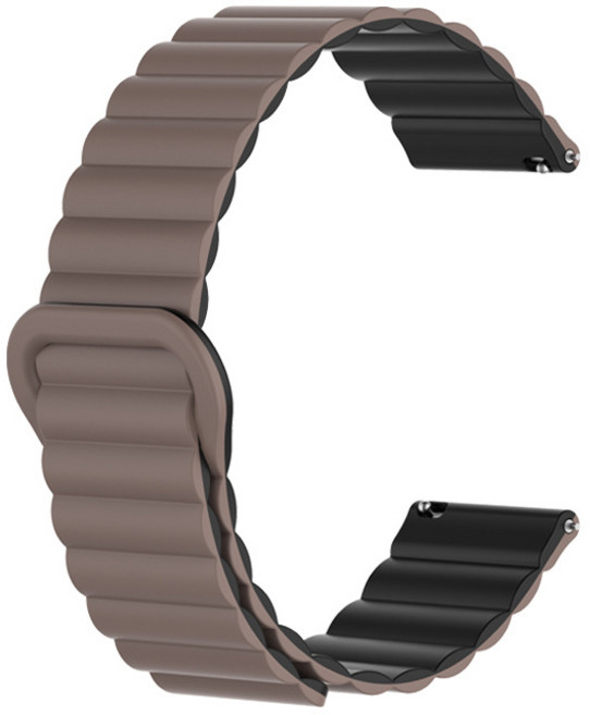갤럭시워치 어메이즈핏 빕 GTS GTR 액티브 호환 20mm표준 실리콘 마그네틱 엠보싱 스트랩, 브라운(블랙), 1개