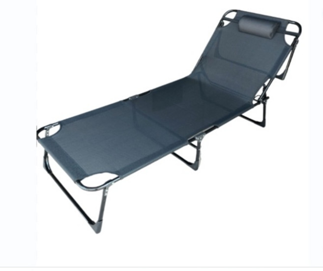摺疊躺椅 75公分加寬床面 四檔調節, 加寬75cm方管三折床黑色四檔調節
