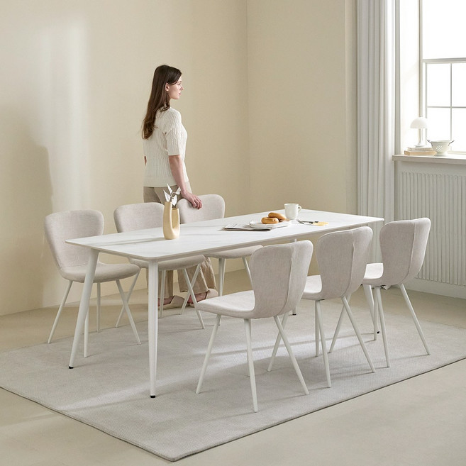 [세트할인] 쉬어 로넬몰리 포세린 세라믹 식탁세트 (의자3+1), 4인용, [앤디의자set] 사각형(화이트마블)