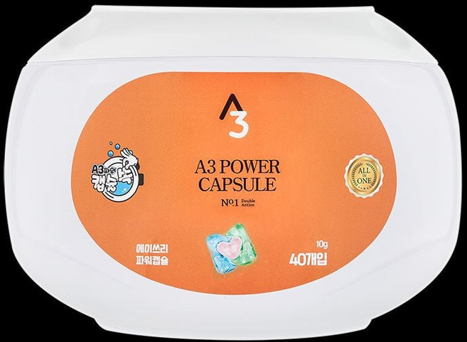 A3파워캡슐세제 파워캡슐 세탁세제 캡슐세제 40개_WE16103, 40, 1