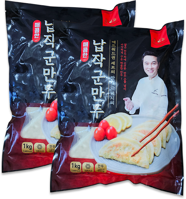 스마일유통 맛있는 에드워드 권 셰프 매콤한납작군만두, 2개, 1kg