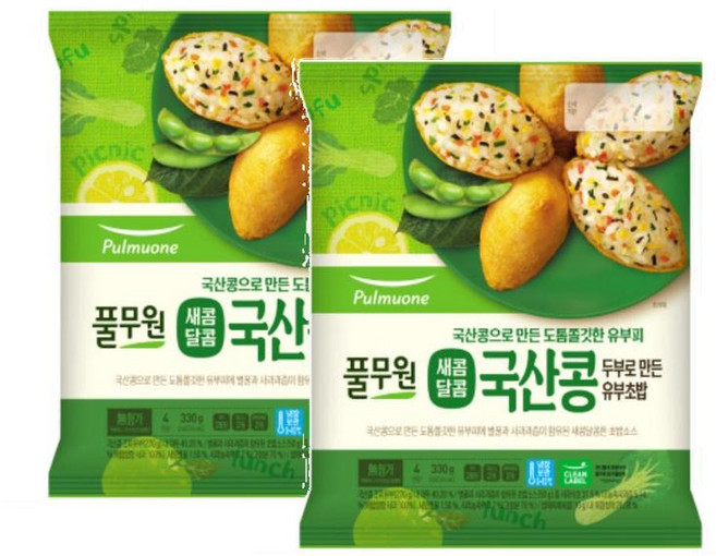 풀무원 새콤달콤 국산콩 두부로 만든 유부초밥, 2개, 330g