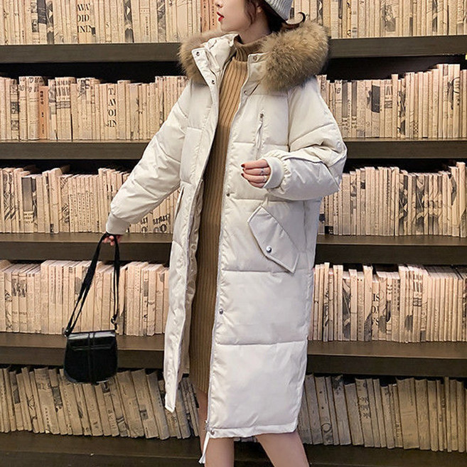 믹스블링 여성 퍼 후드 롱 패딩 데일리 야상 점퍼 겨울 아우터