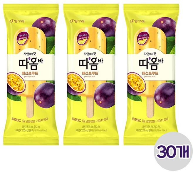 빙그레 따옴바 패션프루트, 30개, 75ml