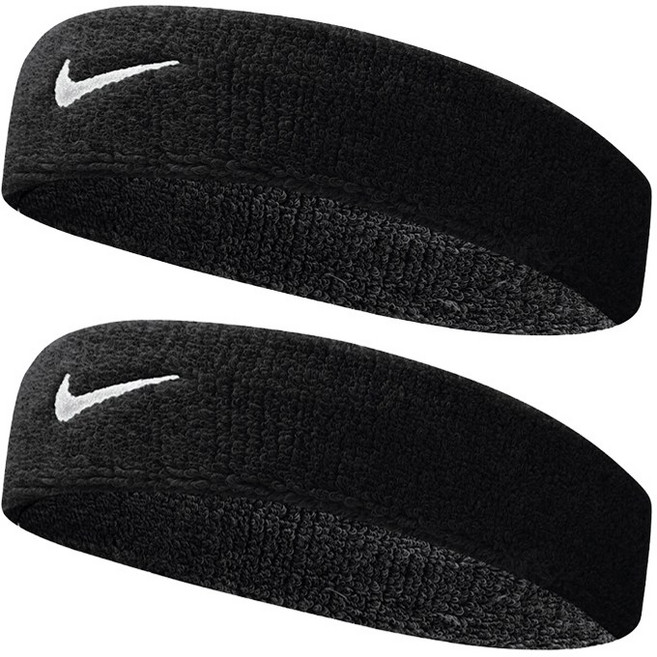 나이키 스우시 클래식 헤어밴드 2P, 2개, 블랙+블랙