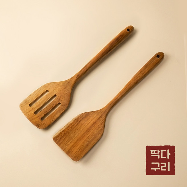 딱다구리 그로브 티크나무 사각뒤집개 2종세트, 우드, 1세트, B- 뒤집개(대)+뒤집개(펀칭)