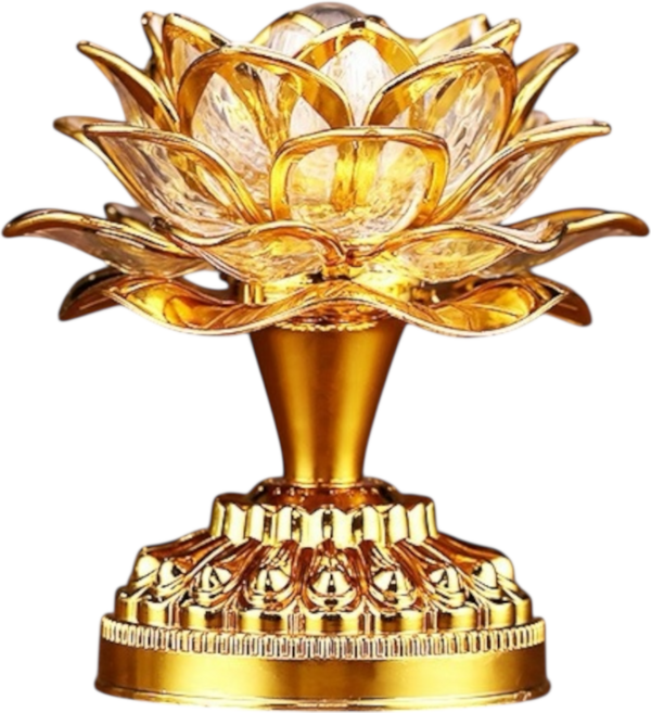 昱晶閣 蓮花燈念佛機 53首佛曲 七彩燈光, 1個, 普通款 金色, 金色