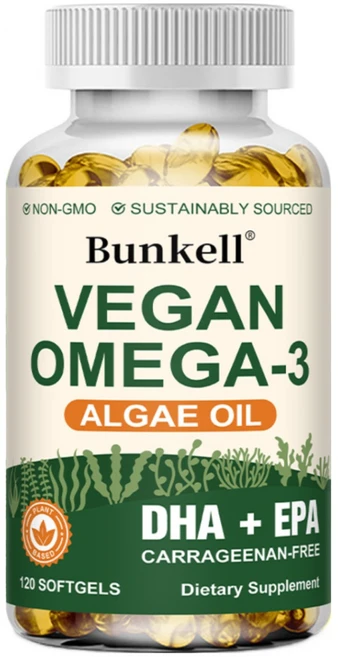 비건 오메가-3 캡슐 - 비건 해조류 오일 DHA EPA 함유 카라기난 무첨가 Non-GMO, 1개, 120회분 - 쿠팡