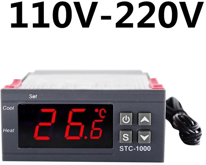 STC 1000 12V 24V 220V 디지털 온도 컨트롤러 조절기 인큐베이터 릴레이 LED 10A 가열 냉각 STC-3008, 02 110V-220V