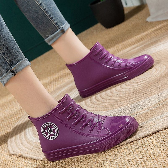 치유쿠 여성 레인부츠 미끄럼 방지 로우컷 워킹 스니커즈 레인부츠