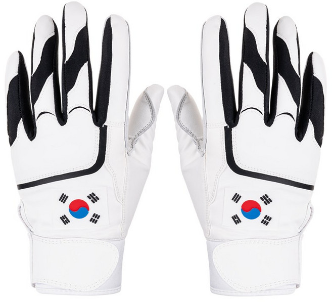 업셋 국가대표 태극기 양피 배팅장갑, 1세트, 커스텀로고_블랙