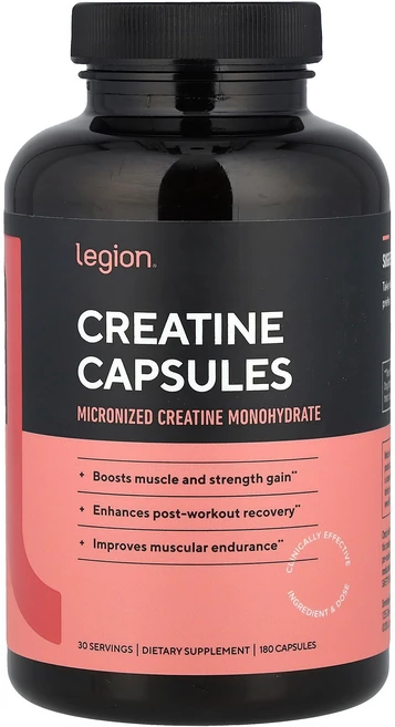 리전 애슬레틱스 Legion Athletics 크레아틴 캡슐 180정캡슐 1정당 833mg125166원산지:기타, LEG 레그iON 온 Athletics, 크레아틴, 캡, 1개 - 쿠팡