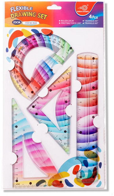 [데스크랩] 말랑말랑 구부러지는자 4pcs, 1세트, 레인보우