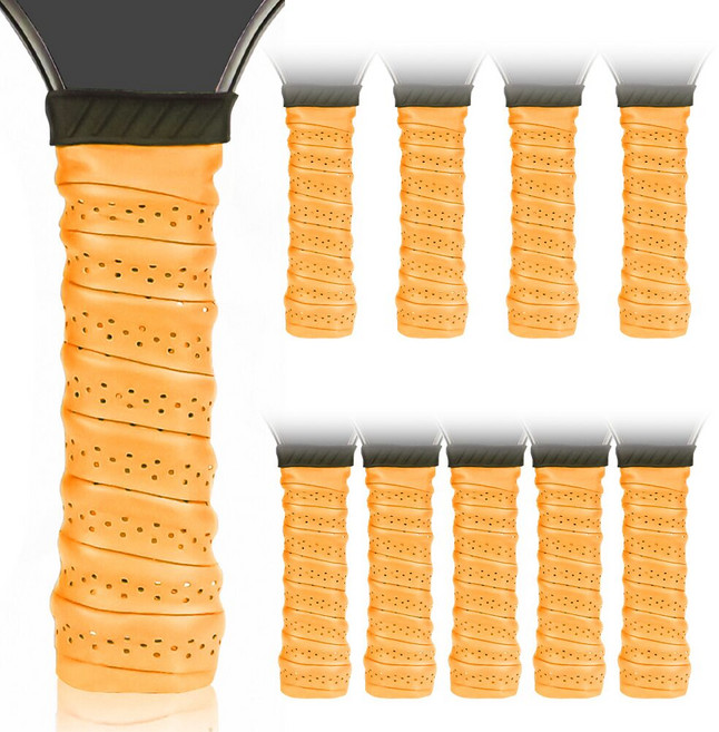 미끄럼방지 골프 그립교체 테이프 피클볼 배드민턴 낚시 테니스 그립 땀흡수 쿠션 테이프, 10개, 오렌지