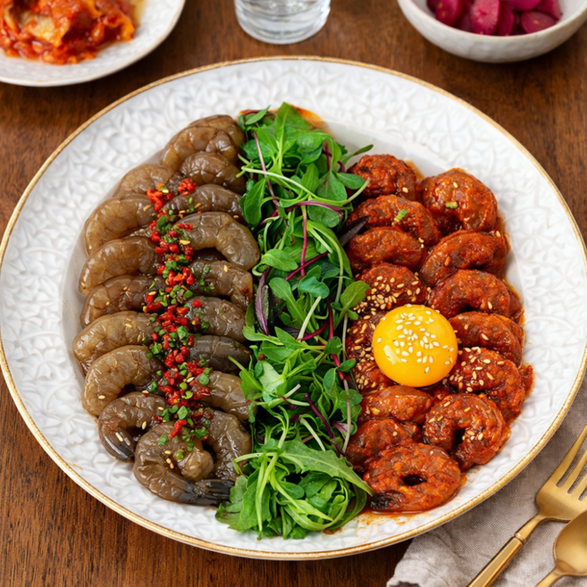 [비비마켓] 특상급 선별 밥도둑 깐새우장 간장250g+양념200g, 1개, 450g