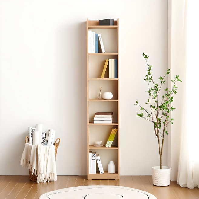 데코라인 바론 400 책장 / 책꽂이 6단 책장 틈새책장, 메이플 아이보리