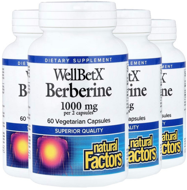 네츄럴팩터스 WellBetX 베르베린 500mg 베지 캡슐 60정, 4개