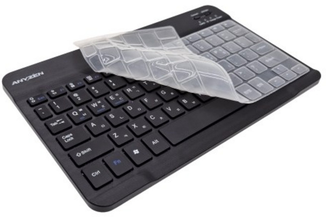 애니젠 저소음 C타입 충전식 휴대용 블루투스 무선 키보드 키스킨 포함, BTK-300, 블랙