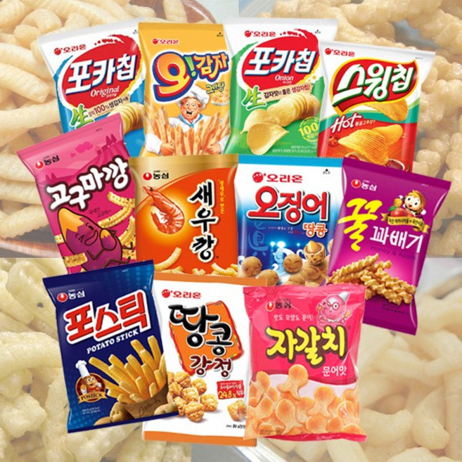 과자세트 오리온 농심 스낵모음 460g 맛있는과자 회사간식 간식박스, 1개