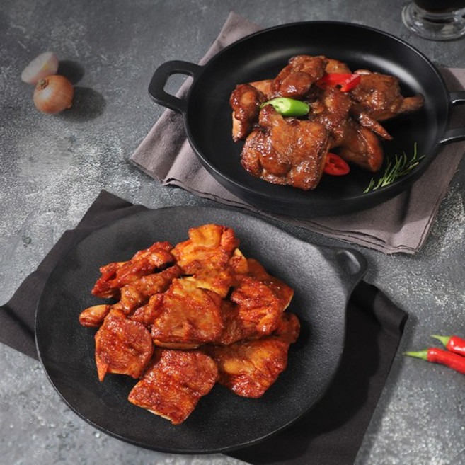 [한솔닭갈비] 통닭다리 매운닭갈비 2팩 + 간장닭갈비 2팩, 1세트, 2.4kg