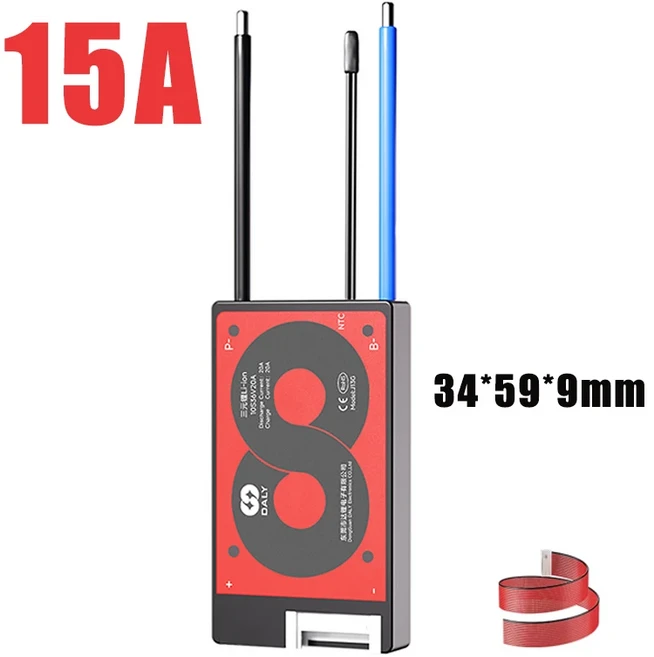 DALY 18650 배터리 4S BMS 7S 8S 10S 리튬 이온 LiFePo4 15A 20A 100A 밸런스(NTC 포함), 01 15A, 15 LiFePo4 4S 12V