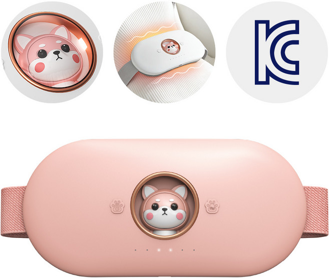 nimin 복부 배 온열 찜질기 마사지기 생리 찜질팩 온열 복대 배따뜻하게하는온열기 인형 여자 선물, 핑크