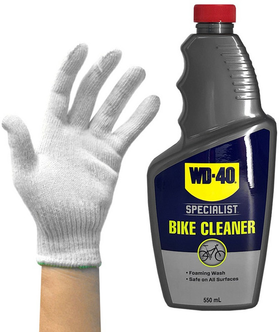 벡스 WD40 자전거 바이크 클리너 + 면장갑 세척 자전거 세차 용품 크리너 세정제, 4세트