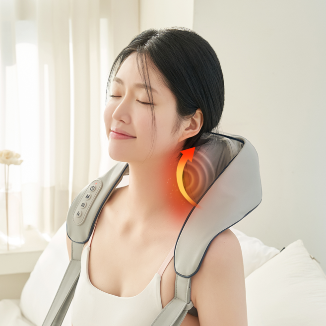[슬룸 정품] 슬룸 넥숄더 힐링케어 무선 목 어깨 마사지기 온열 안마기 승모근 지압기, SL23EQ01