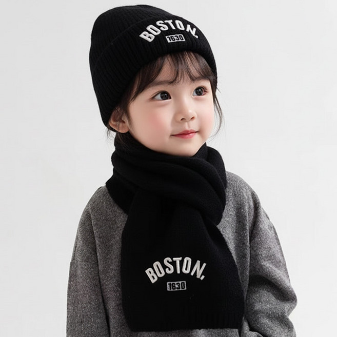 보니타콜렉티드 [~6세]유아동 도톰 니트모자 목도리 2종세트 아기목도리 모자