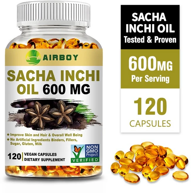사차인치 오일 600mg 120개입 - 피부 모발 건강 항산화 면역 지원, 1개, 120정 - 쿠팡