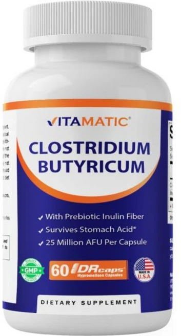 Vitamatic Clostridium butyricum 25 Million - Gut Health - 60 DR Capsules Delayed Released - Made w, Vitamatic Clostridium butyricu, 1개 - 쿠팡