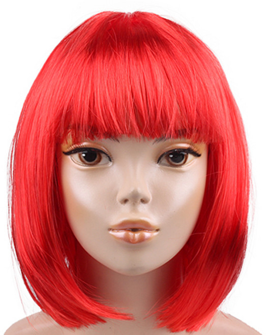 파티로 여성 파티 가발 노래방 장기자랑 분장용, 단발머리 레드