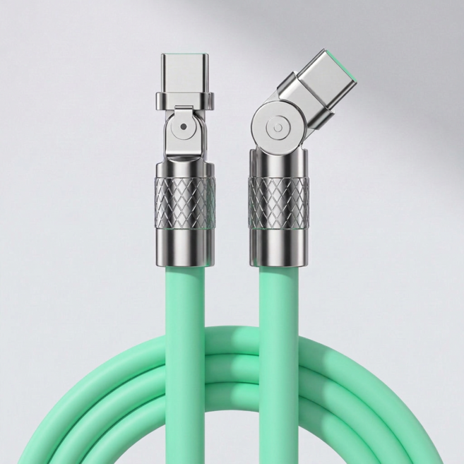 제이엘 120w 초고속 C to C 충전케이블 180도 회전 케이블, 1개, 민트, 1.5m