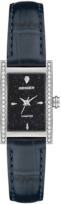 가이거 여성 다이아 사각 가죽시계 GE1252