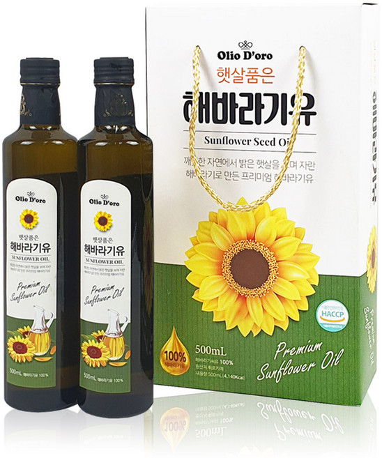 햇살품은 명절선물 해바라기씨유 선물세트 500ml 2개