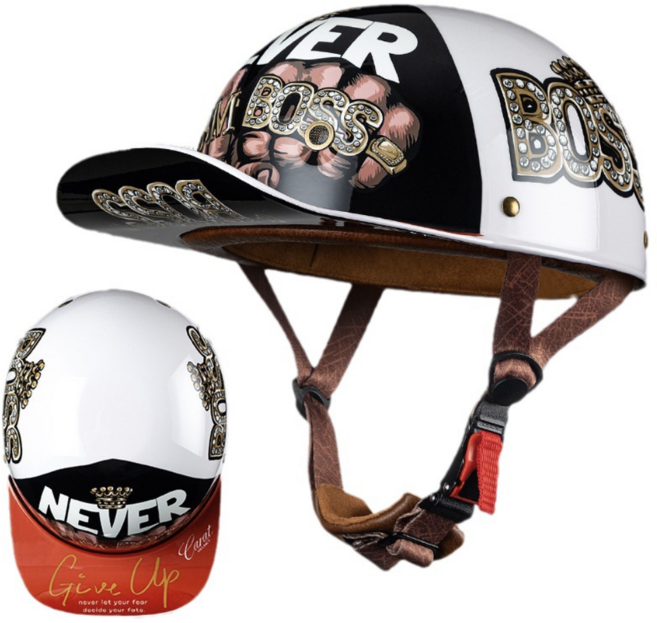 SVEC 바이크 야구 헬멧 오토바이 킥보드 스냅백 경량 할리, 화이트보스