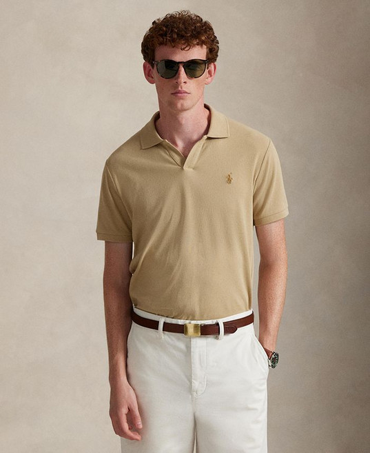 Polo Ralph Lauren 남성용 클래식핏 스트레치 메쉬 폴로 셔츠 - Coastal Beige 248813