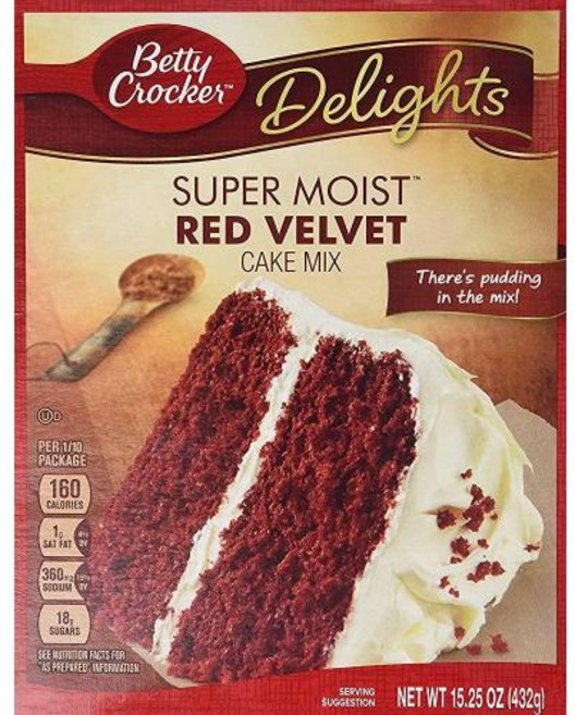 Betty Crocker Red Velvet 케이크 믹스 박스 당 4323g 2팩, 없음, 4) RedVelvet  15.25 Ounce Pack