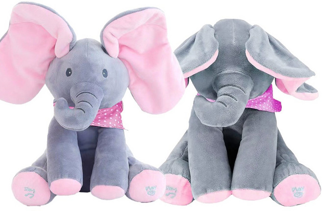 키즈브릭스 피카부 까꿍 멜로디 코끼리 인형, 1개, 핑크, 30cm
