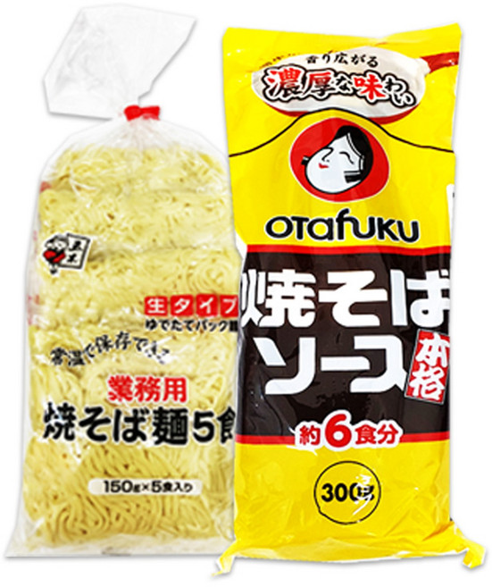 일본 이츠키 야끼소바생면 750g 오타후쿠 야끼소바 소스 300g 세트, 1개
