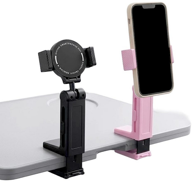 깔끔더하기 기내용 집게형 스마트폰 거치대, 1개, 블랙